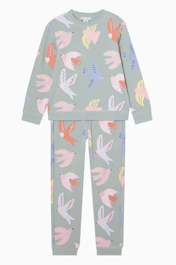 Bird-print Tracksuit in Cotton-fleece