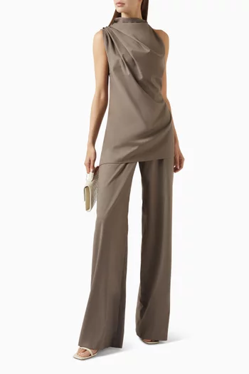 High-waist Wide-leg Pants in Wool