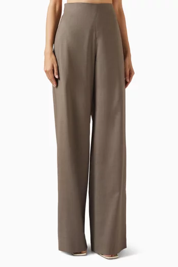 High-waist Wide-leg Pants in Wool