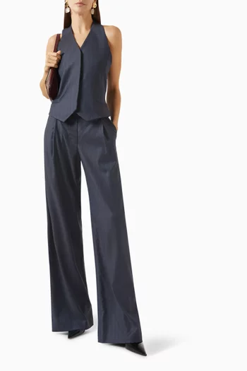 Pinstripe Wide-leg Pants in Wool