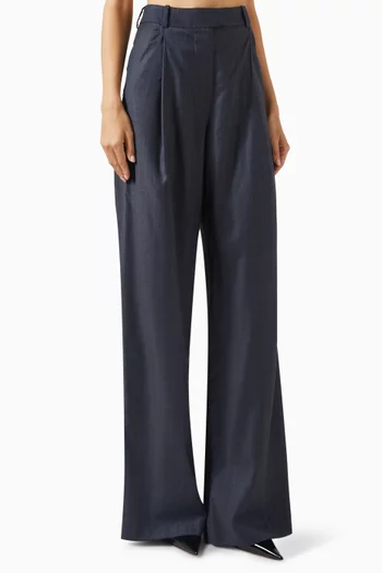 Pinstripe Wide-leg Pants in Wool
