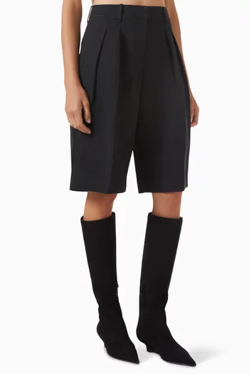 Bilbao Pleated Bermuda Shorts in Linen Blend