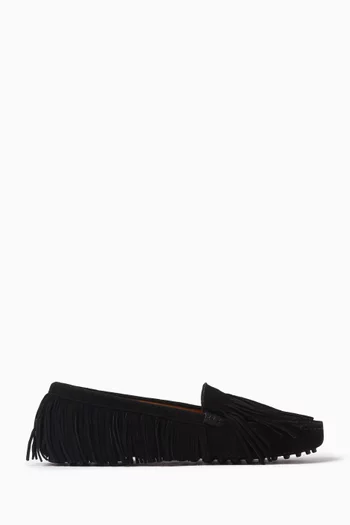 Mindy Fringed Loafers in Suede