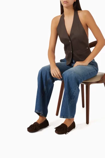 Mindy Fringed Loafers in Suede