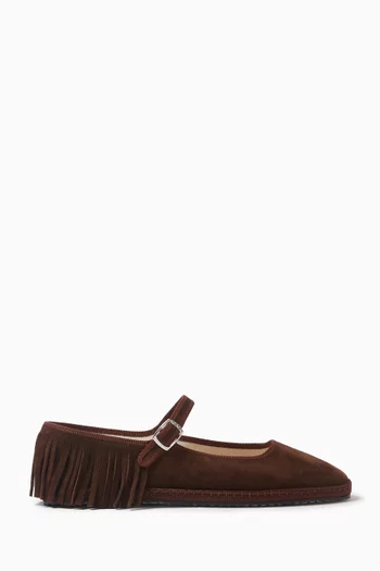 Mary Jane Ballet Flats in Suede