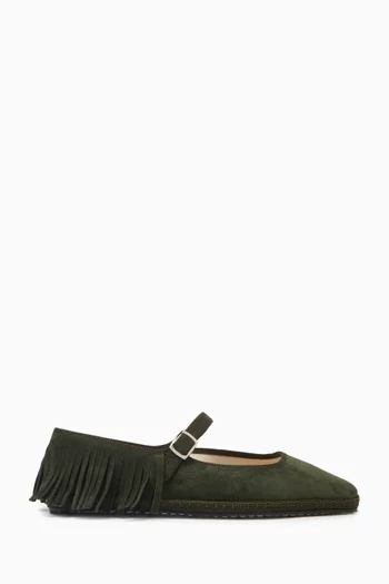 Mary Jane Ballet Flats in Suede