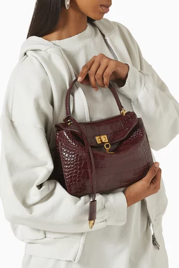 Mini Rodeo Handbag in Croc-embossed Leather