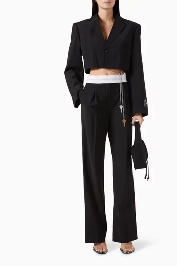 Raw-edged Crop Blazer in Wool-blend