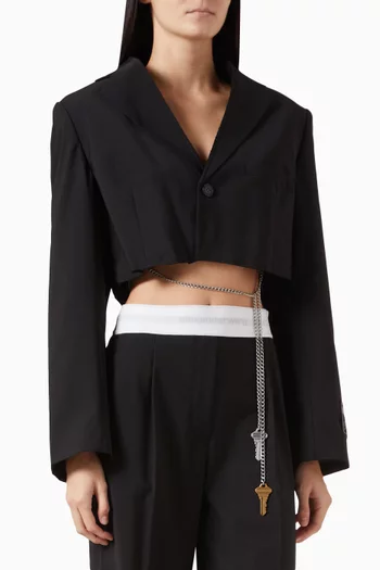 Raw-edged Crop Blazer in Wool-blend