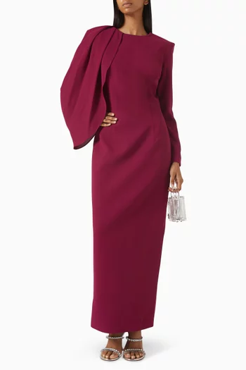 Drape-sleeve Maxi Dress