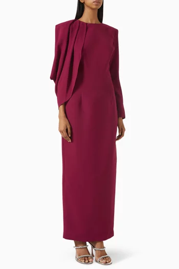 Drape-sleeve Maxi Dress