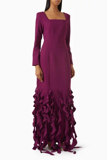 Ruffle-hem Gown