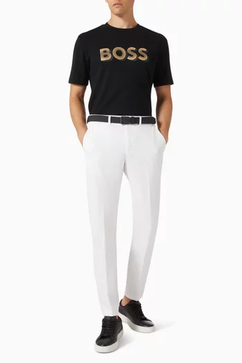 تي شيرت بطبعة شعار الماركة قطن ممرسر