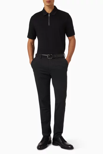 Zip-neck Polo Shirt in Piqué