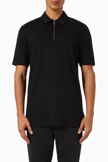Zip-neck Polo Shirt in Piqué