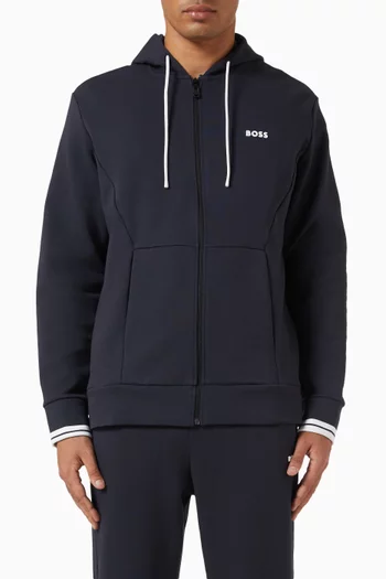 Stripe Zip Hoodie in Cotton-blend