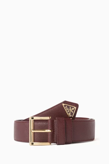 Logo Belt in Saffiano Leather