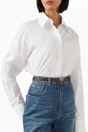 Logo Belt in Saffiano Leather