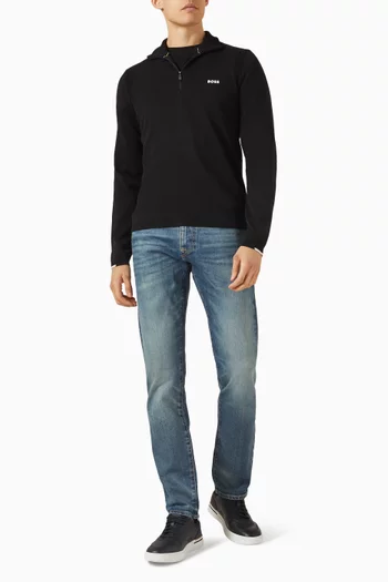 Zip-neck Sweater in Cotton Knit