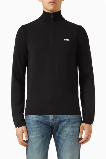 Zip-neck Sweater in Cotton Knit