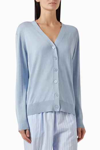 V-neck Cardigan in Silk-knit