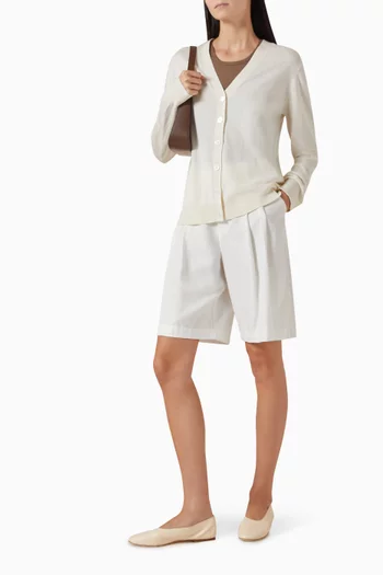 V-neck Cardigan in Silk-knit