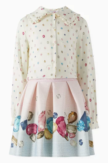 Gemstone Print Pleated Skirt