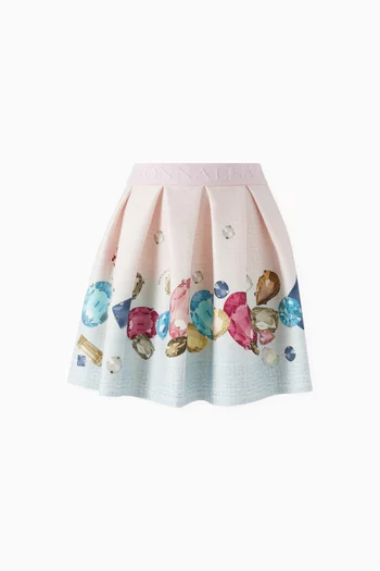 Gemstone Print Pleated Skirt