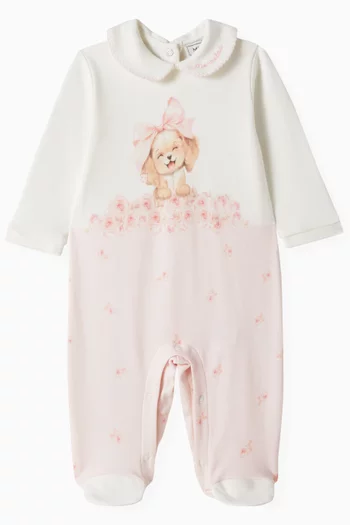 Floral-puppy Pyjama in Cotton