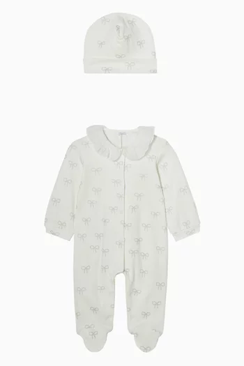 Bow-print Pyjama & Beanie Set
