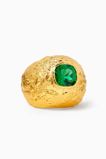 Gem Chocolate Foil Ring in 22kt Gold-plated Brass