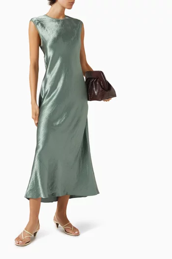 Cap-sleeve Midi Dress in Satin