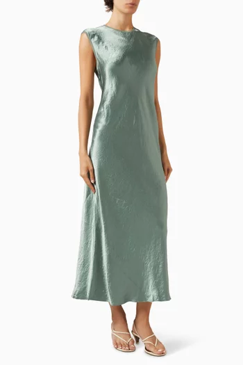 Cap-sleeve Midi Dress in Satin