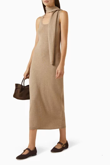 Scarf Tank Midi Dress in Merino Wool
