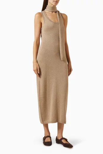 Scarf Tank Midi Dress in Merino Wool