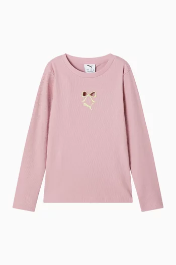 Ribbed Butterfly-embroidered T-shirt in Cotton
