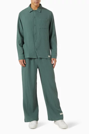 Regular-fit Long-sleeve Shirt in Crinkled-cotton