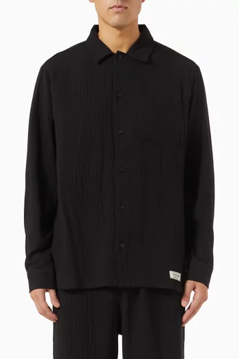Regular-fit Long-sleeve Shirt in Crinkled-cotton
