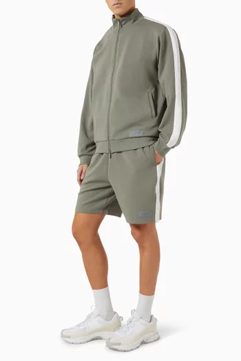 Embossed-logo Midi Track Shorts in Organic Cotton-blend