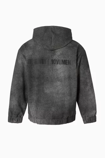 كنزة بغطاء رأس وسحّاب دينم ناعم للجنسين