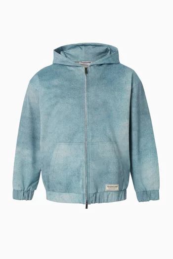 كنزة بغطاء رأس وسحّاب دينم ناعم للجنسين