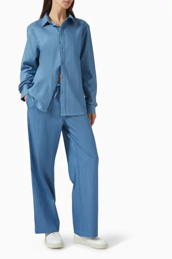 Chambray Wide-leg Pants in Denim