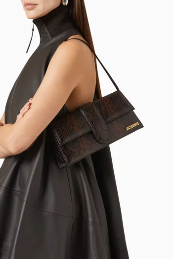 Le Bambino Long Shoulder Bag in Snake-embossed Leather