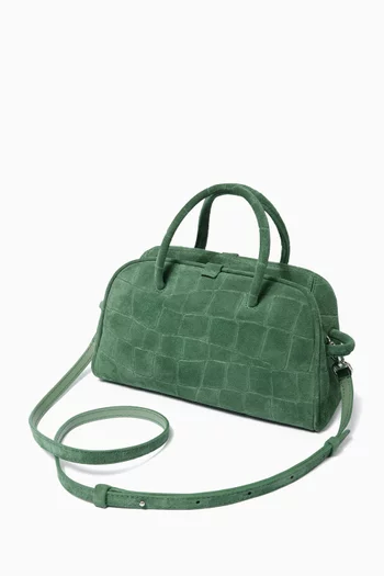 Le Petit Turismo Small Tote Bag in Croc-embossed Suede