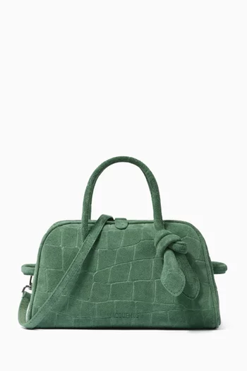Le Petit Turismo Small Tote Bag in Croc-embossed Suede