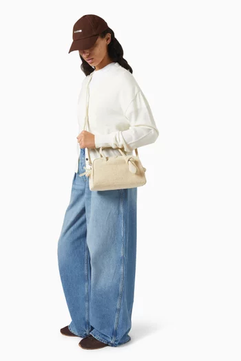 Le Petit Turismo Small Tote Bag in Croc-embossed Suede