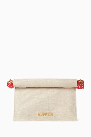 La Petite Pochette Rond Clutch Bag in Canvas