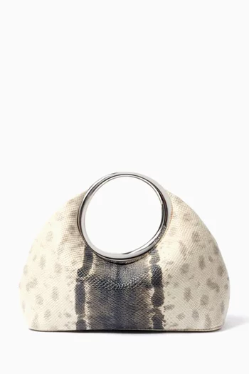 Le Petit Calino Small Top Handle Bag in Snake-embossed Leather