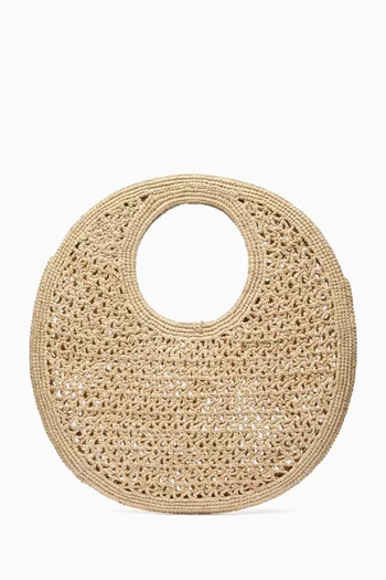 The Spiaggia Small Round Bag in Raffia