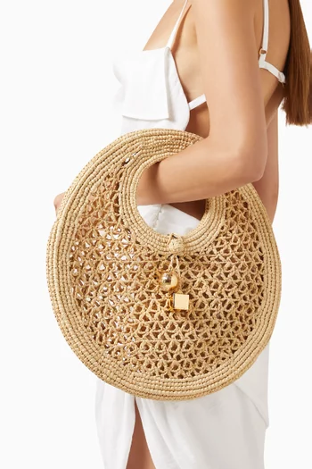 The Spiaggia Small Round Bag in Raffia